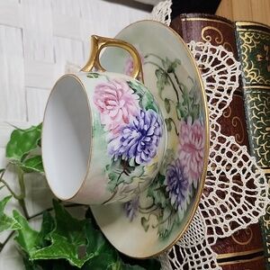 👉30s*RARE VTG* GERMANY HAND-PAINTED TEA CUP & SAUCER SET 1930s